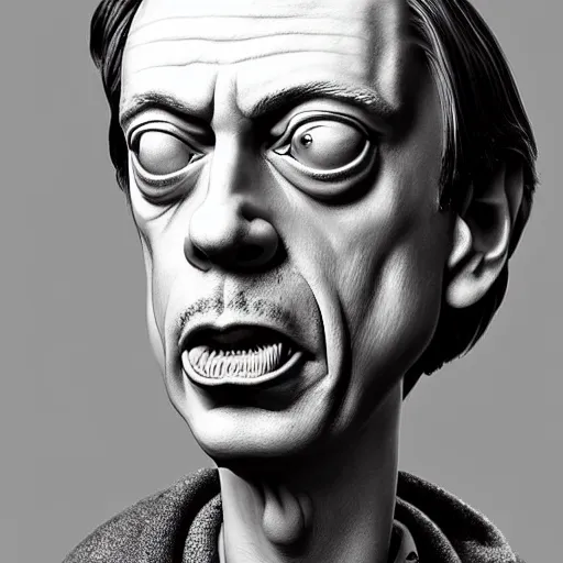 Image similar to A spoon that lies on a kitchen counter has the head of Steve buscemi instead of a bowl, highly_detailed!!, Highly_detailed_face!!!, artstationhq, concept art, sharp focus, illustration, art by Leonardo da Vinci and Michelangelo and Botticelli