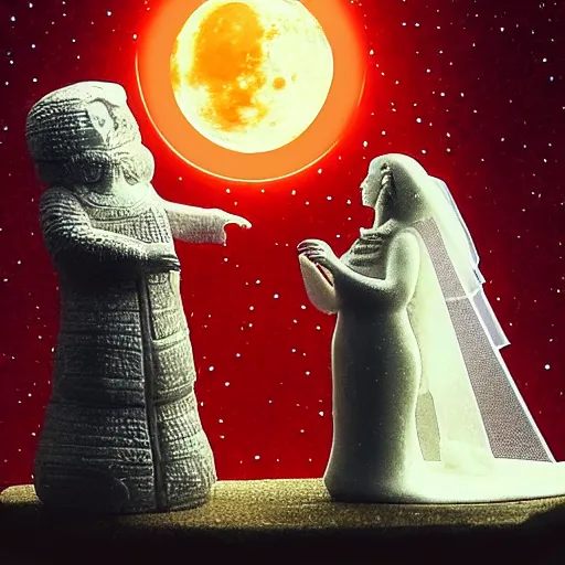 Image similar to the marriage of the moon and the sun, sci - fi style