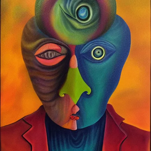 Prompt: the shapeshifter, surrealist portrait painting