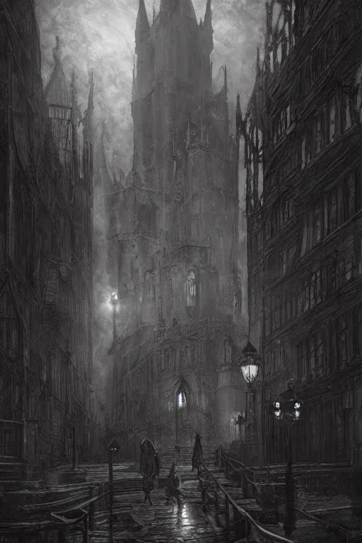 Prompt: haunted gothic old london 1 9 0 0, lovecraft, photorealistic, dark, atmospheric lighting, painted, intricate, ultra detailed by leesha hannigan, thierry doizon, kai carpenter, well composed, best on artstation, cgsociety, epic, stunning, gorgeous, intricate detail