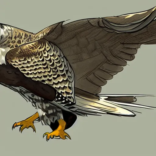 Image similar to concept art of a gyrfalcon for a nature observation game