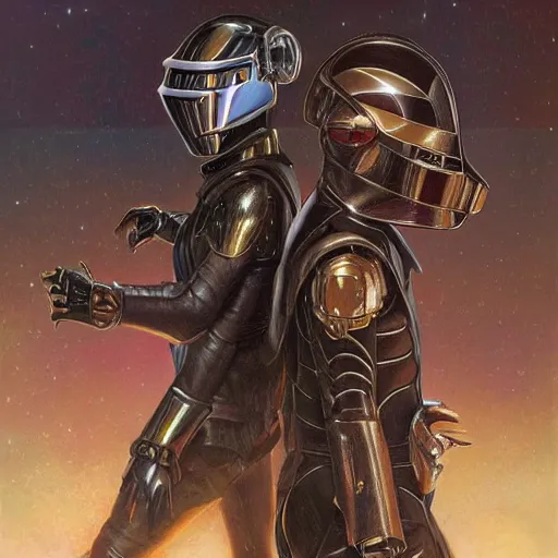 Image similar to Daft Punk as fantasy D&D characters, portrait art by Donato Giancola and James Gurney, digital art, trending on artstation