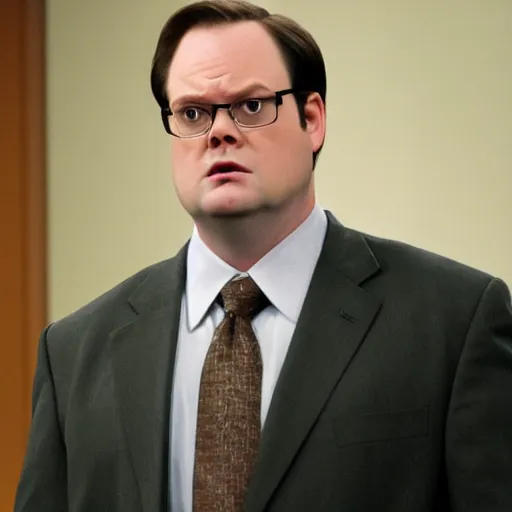 Image similar to dwight schrute pretending to be brian baumgartner