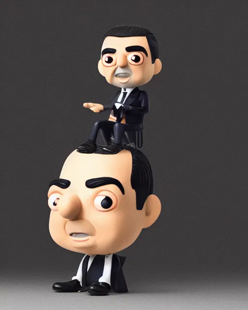 Image similar to mr bean as a funko pop!, studio lighting, white background, single body, no shadow, blender, trending on artstation, 8 k, highly detailed