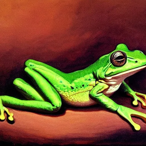 Image similar to The best painting of a frog of all time, by Michelangelo