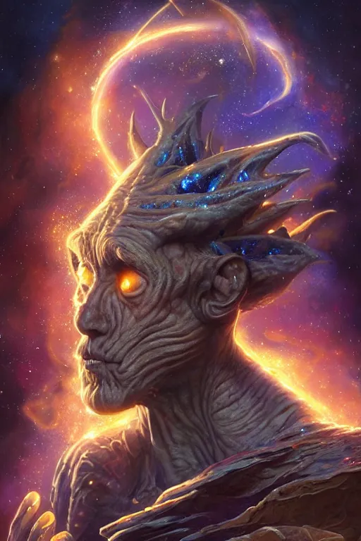 Prompt: beautiful oil painting with high detail of a wise Space ent(Winking) made of stars and plasma, hybrid from dungeons and dragons and art direction by James Cameron ;by artgerm; wayne reynolds art station; cinematic quality character render; low angle; ultra high quality model; production quality cinema model