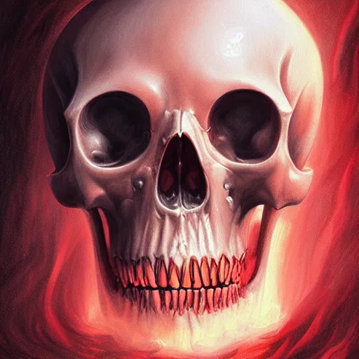 Image similar to turbulent transparent red liquid inside in a transparent skull, alayna lemmer