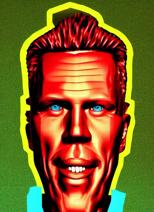 Prompt: a portrait of ron pearlman, in the style of max headroom, highly detailed, colorful, high resolution render, model