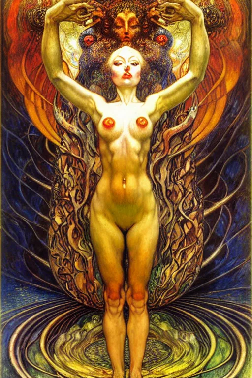 Image similar to Divine Chaos Engine by Karol Bak, Jean Delville, William Blake, Gustav Klimt, and Vincent Van Gogh, symbolist, visionary