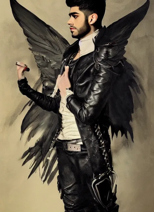 portrait painting of zayn malik as an elf with black | Stable Diffusion ...