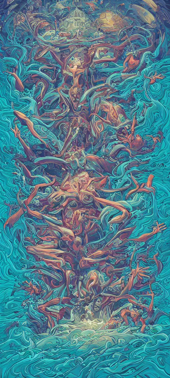 Image similar to andrew jones alex grey mark cooper, artgerm artstation award winning photorealistic detailed hypervivid intense fantasy concept art, hypervivid intense mcbess, the sea by dan mumford