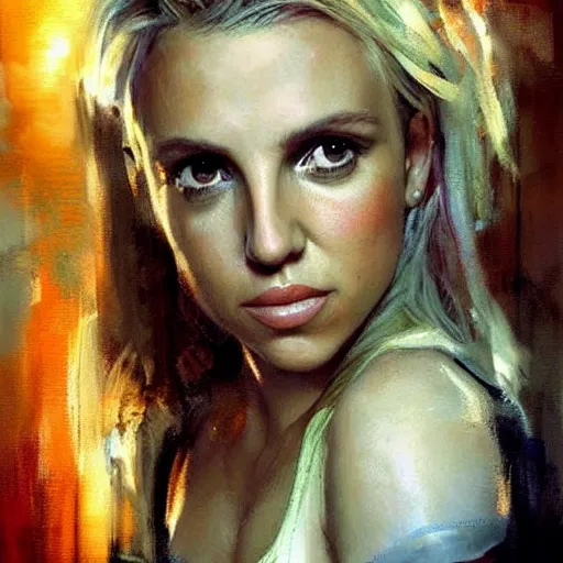 Image similar to britney spears and scarlett johansson morphed together, hybrid, jeremy mann painting