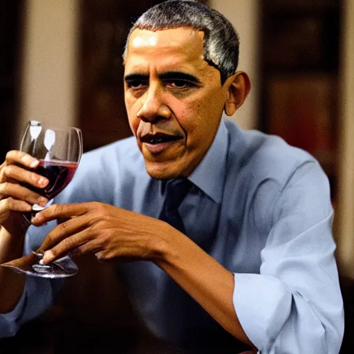 Prompt: barack obama chugging wine and smoking cigarettes