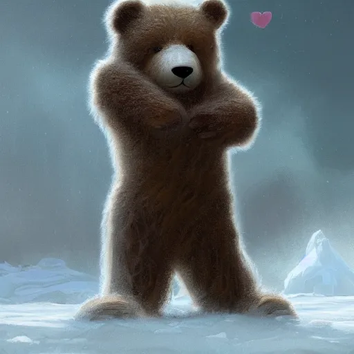 Prompt: cute fluffy bear who wants a hug digital painting, artstation, concept art, soft light, hdri, smooth, sharp focus, illustration, fantasy, intricate, elegant, highly detailed, D&D, matte painting, in the style of Greg Rutkowski and Alphonse Mucha and artemisia, 8k, highly detailed, jurgens, rutkowski, bouguereau, pastoral, rustic, georgic