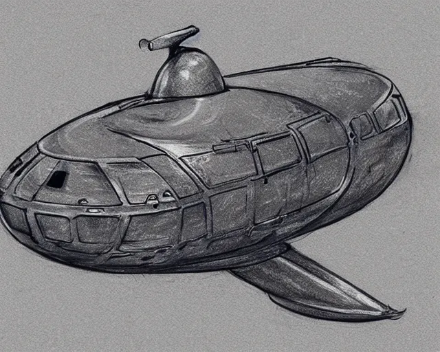 Image similar to submarine spaceship, copper and ceramic, charcoal and pastel concept art illustration