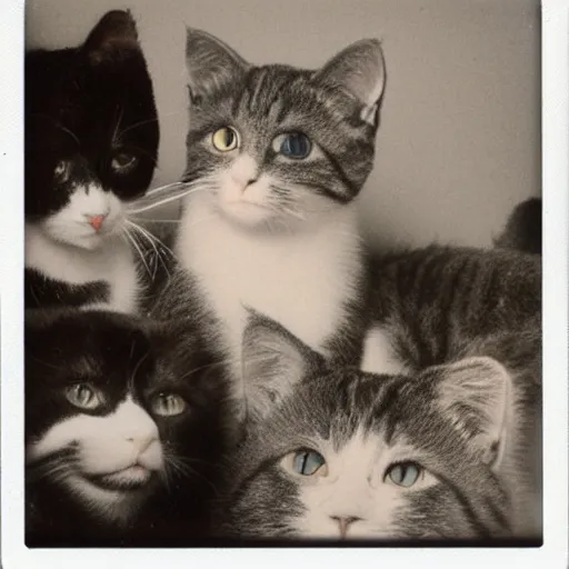 Prompt: polaroid of cats