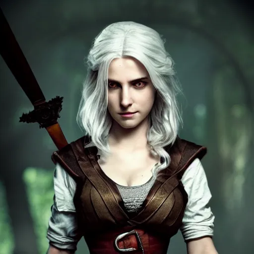 Prompt: full body beatiful Ciri withbgreen eyes from the witcher, attractive pose, cinematic, wallpaper