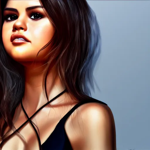 Image similar to photorealistic digital painting of selena gomez as celery, hd, artstation, 4 k wallpaper