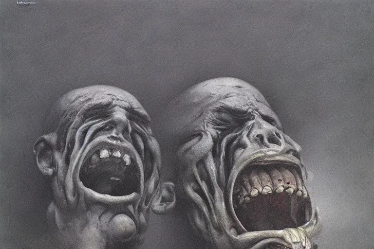 Image similar to zdzislaw beksinski painting of hamburger screaming
