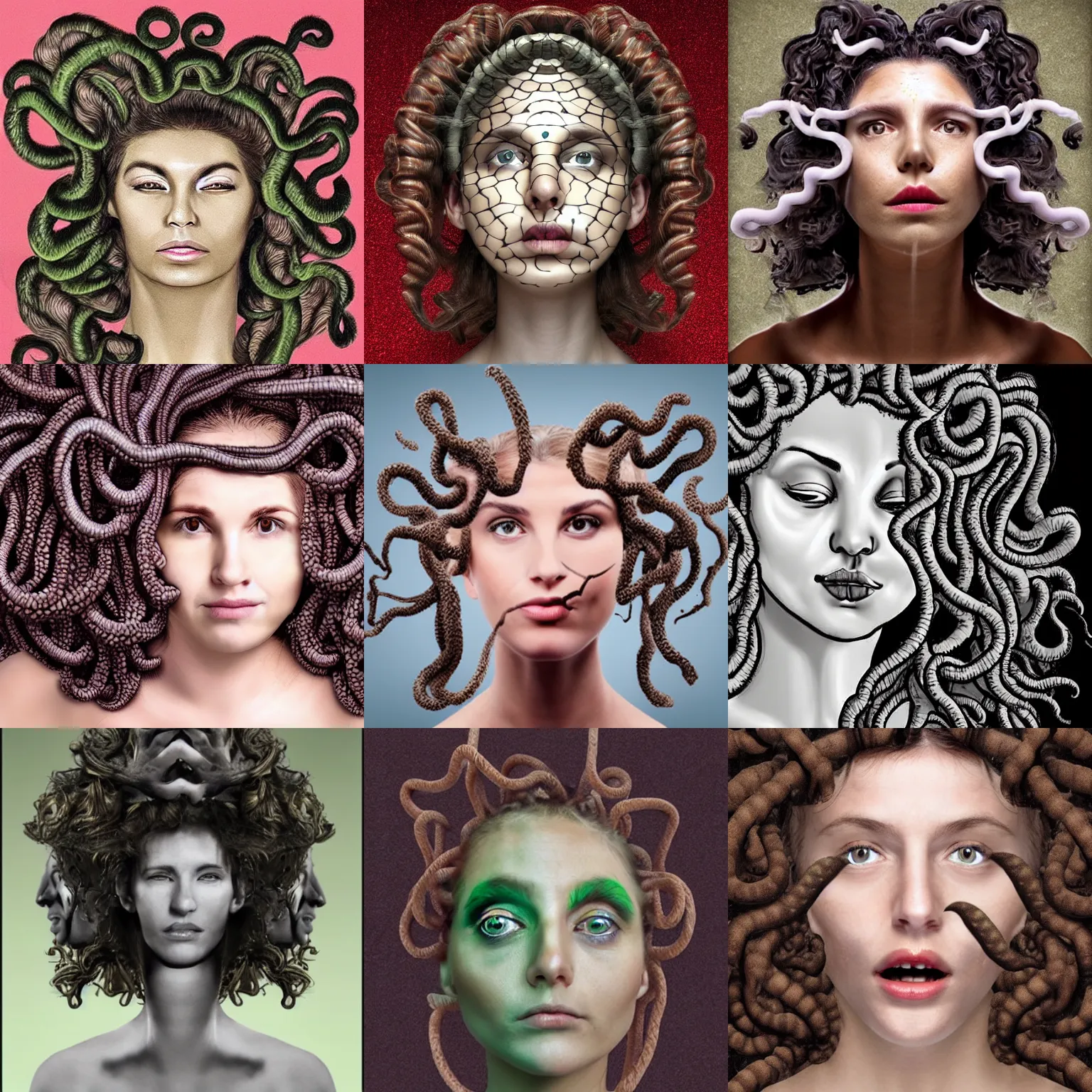 Prompt: Woman morphed into a Medusa
