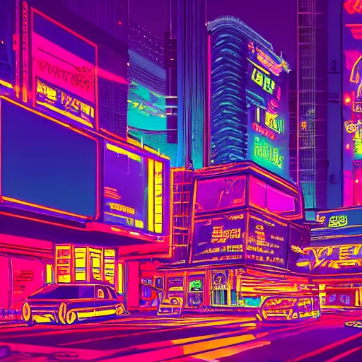 Prompt: Goose, cyberpunk setting, beautiful cityscape background, neon signs, vibrant colors, holograms, 4k, digital art