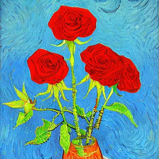 Image similar to red rose, van gogh