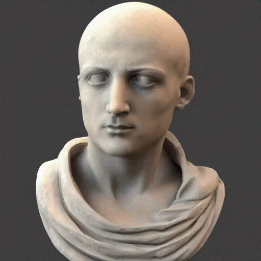 Image similar to 3 d renaissance statue head, mix with neon art, highly detailed