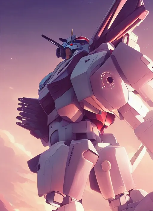 Image similar to highly detailed portrait of gundam robot, stephen bliss, unreal engine, greg rutkowski, loish, rhads, beeple, makoto shinkai and lois van baarle, ilya kuvshinov, rossdraws, tom bagshaw, alphonse mucha, global illumination, god rays, detailed and intricate environment