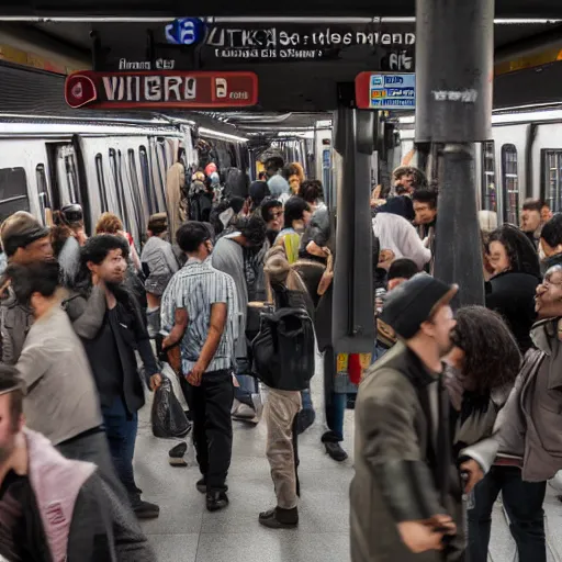 Image similar to people fight in new york city subway, hyper detailed, hd, 8 k,