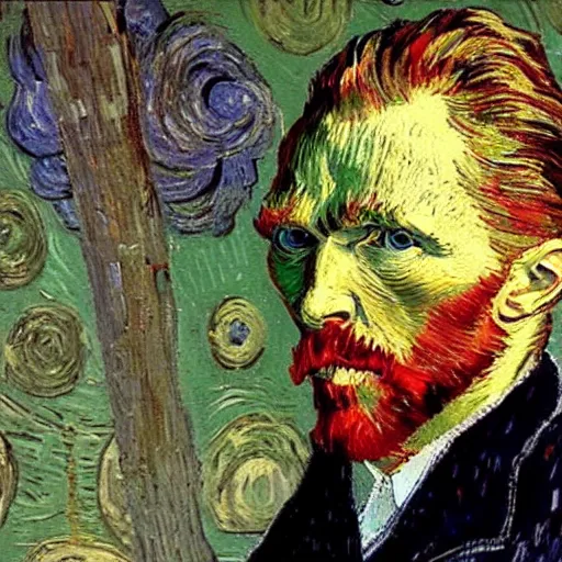 Image similar to photo realistic image of the painter vincent van gogh in modern day