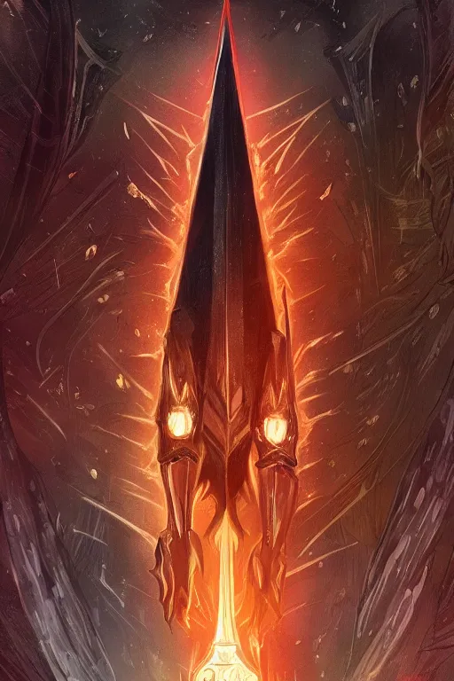 Prompt: tarot illustration of sauron as the tower by artstation