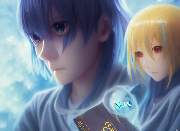 Prompt: rimuru playing chess, with amber eyes of gold color, straight hair, sky blue hair, long bangs, high collar, concept art, award winning photography, digital painting, cinematic, by wlop, anime key visual, wlop, 8 k, by ross tran, tom bagshaw, andy warhol