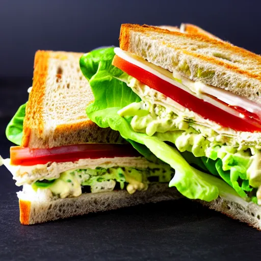 Image similar to A lettuce mayonnaise sandwich, food photography