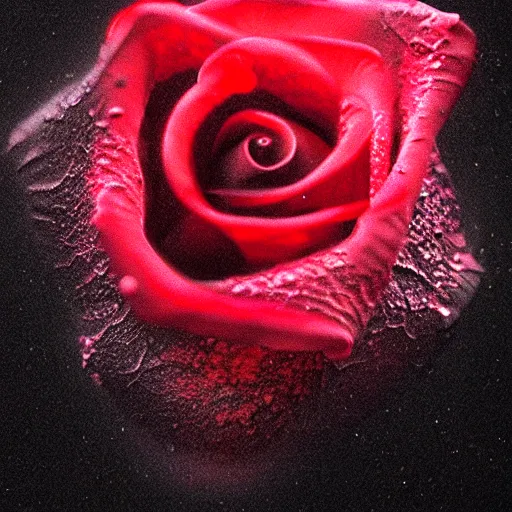 Image similar to award - winning macro of a beautiful rose made of molten lava on black background by harold davis, georgia o'keeffe and harold feinstein, highly detailed, hyper - realistic, nebula color, inner glow, trending on deviantart, artstation and flickr, nasa space photography, national geographic