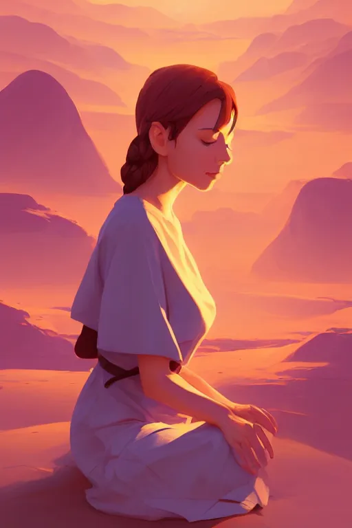 Image similar to single hermit in the desert, smooth face, centered median photoshop filter cutout vector behance hd by artgerm, jesper ejsing, by rhads, makoto shinkai and lois van baarle, ilya kuvshinov, rossdraws, illustration, art by ilya kuvshinov and gustav klimt