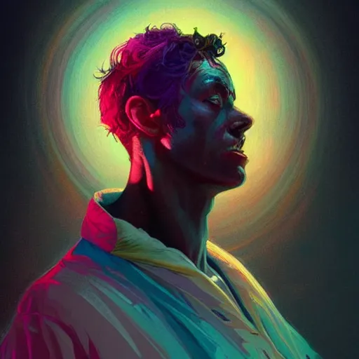 Prompt: Despair, handsome, colorful, dramatic lighting, face, upper body, detailed, intricate, elegant, highly detailed, digital painting, artstation, concept art, smooth, sharp focus, illustration, art by Sam Spratt, Dan Mumford, Artem Demura and Alphonse Mucha