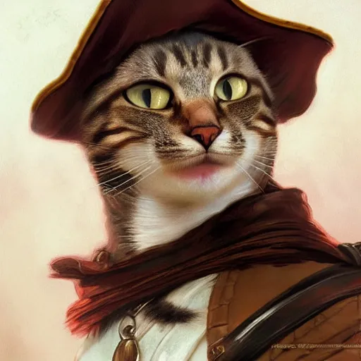 Image similar to Portrait of a Cat as a Pirate, photo, highly detailed oil painting, photorealistic, highly detailed, digital painting, artstation, concept art, smooth, sharp focus, illustration, art by artgerm and greg rutkowski and alphonse mucha