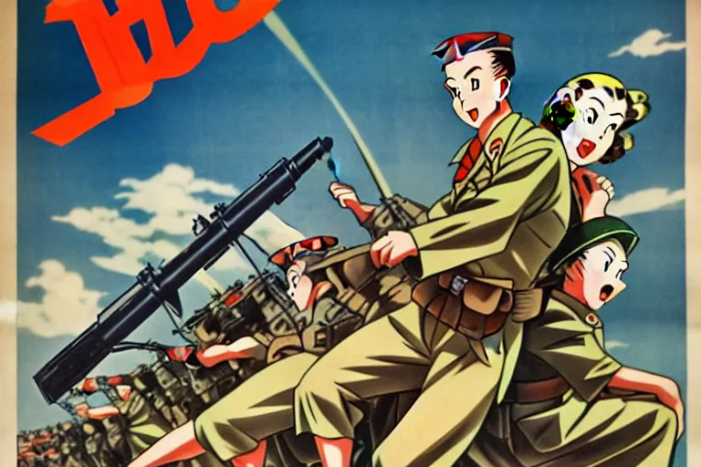 Image similar to 1940s, war, anime, poster, subaru