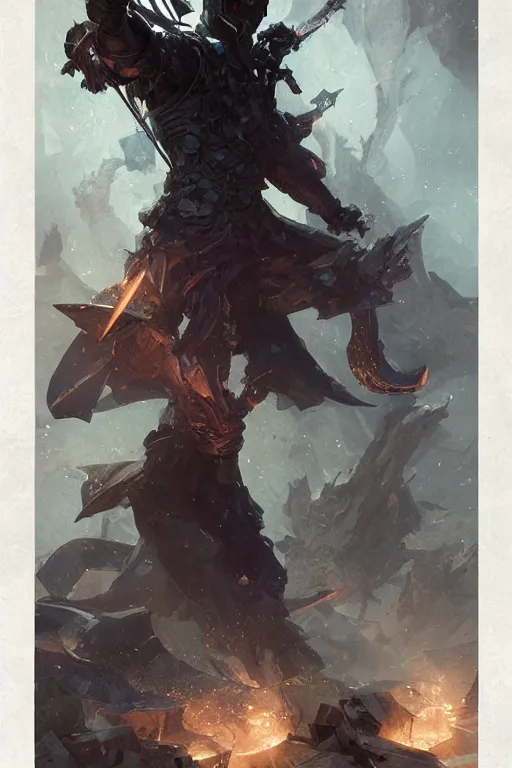 Prompt: tarot card of the shadow axe item concept art by artgerm and greg rutkowski and Craig Mullins, James Jean, Andrey Ryabovichev, Mark Simonetti and Peter Morbacher 16k