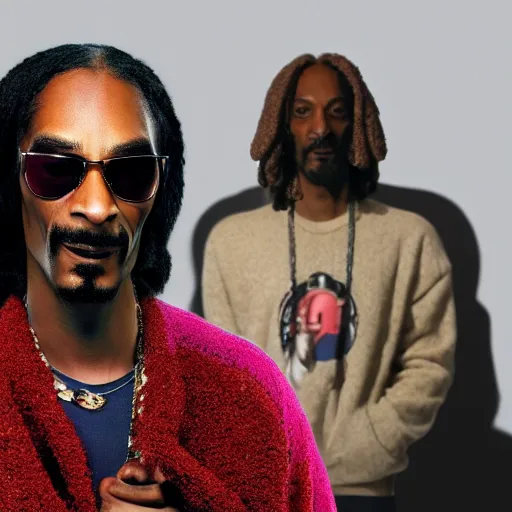 Image similar to a snoop dogg wearing a fuzzy sweater, high resolution photo