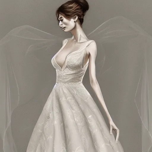 Image similar to Wedding Dress with lace portrait by Artgerm and WLOP