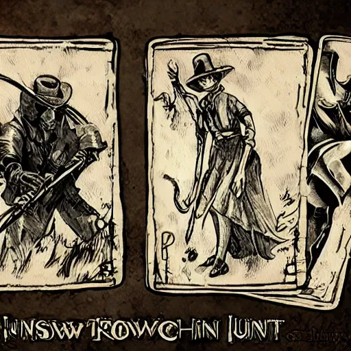 Image similar to tarot card hunt showdown artstyle