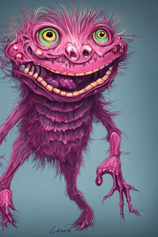 Image similar to a humanoid figure dandelion raspberry monster, large eyes and menacing smile, highly detailed, digital art, sharp focus, trending on art station, anime art style