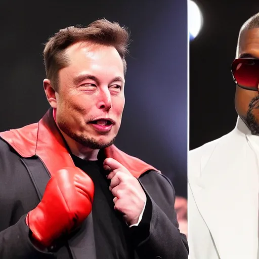 Image similar to elon musk punching kanye west in the face