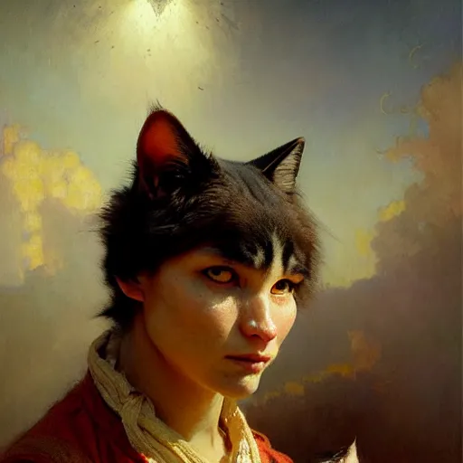 Image similar to a portrait of a cat dressed as a cook, high detail, cleary see face, by gaston bussiere, bayard wu, greg rutkowski, odd nerdrum, maxim verehin, dan dos santos, masterpiece, sharp focus, cinematic lightning - h 7 6 8