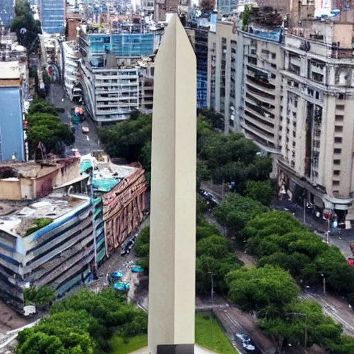 Prompt: realistic photo of buenos aires but the obelisk is a giant banana