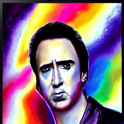 Prompt: nic cage as twilight sparkle, buff, painted portrait, highly detailed,