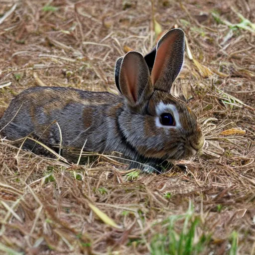 Prompt: a camouflaged rabbit