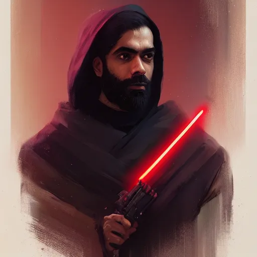 Prompt: A portrait of Rahul Kohli, sith, star wars art, art by greg rutkowski, matte painting, trending on artstation