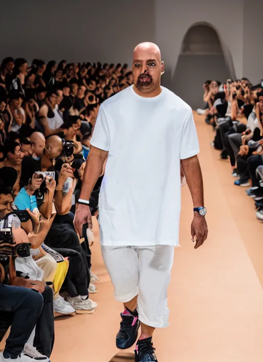 Image similar to hyperrealistic and heavy detailed air jordan runway show of homer simpson, leica sl 2 5 0 mm, vivid color, high quality, high textured, real life